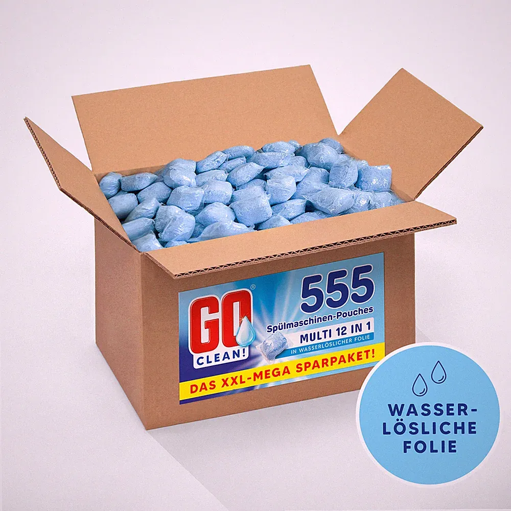 10 kg ca. 555 Stück GO clean! 12-in-1 Spülmaschinentabs - Pouches 18g wsl. Folie