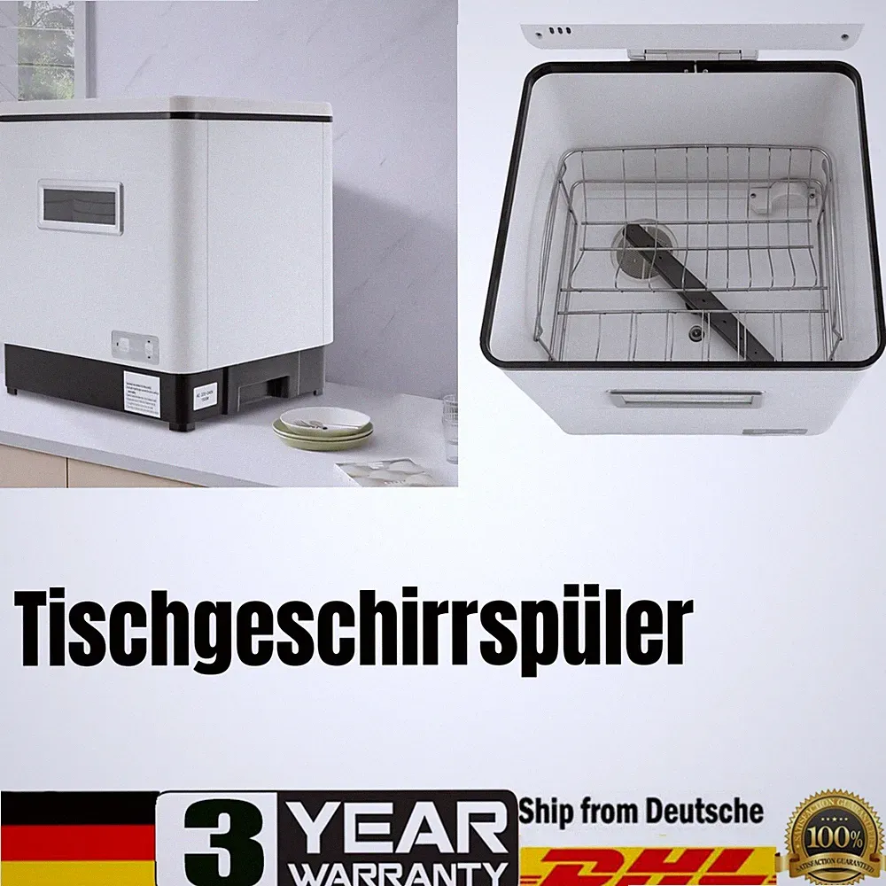 1500W Tischgeschirrspüler Kompakte Spülmaschine Mini-Geschirrspüler Edelstahl DE