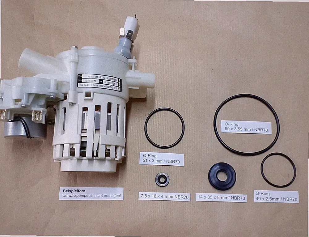 5-Teile Dichtsatz für Miele Spülmaschine Umwälzpumpe Mppw-01-31/4