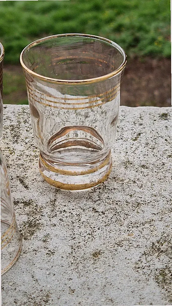 6 Vintage Likörgläser aus Glas mit Vergoldung Vintage