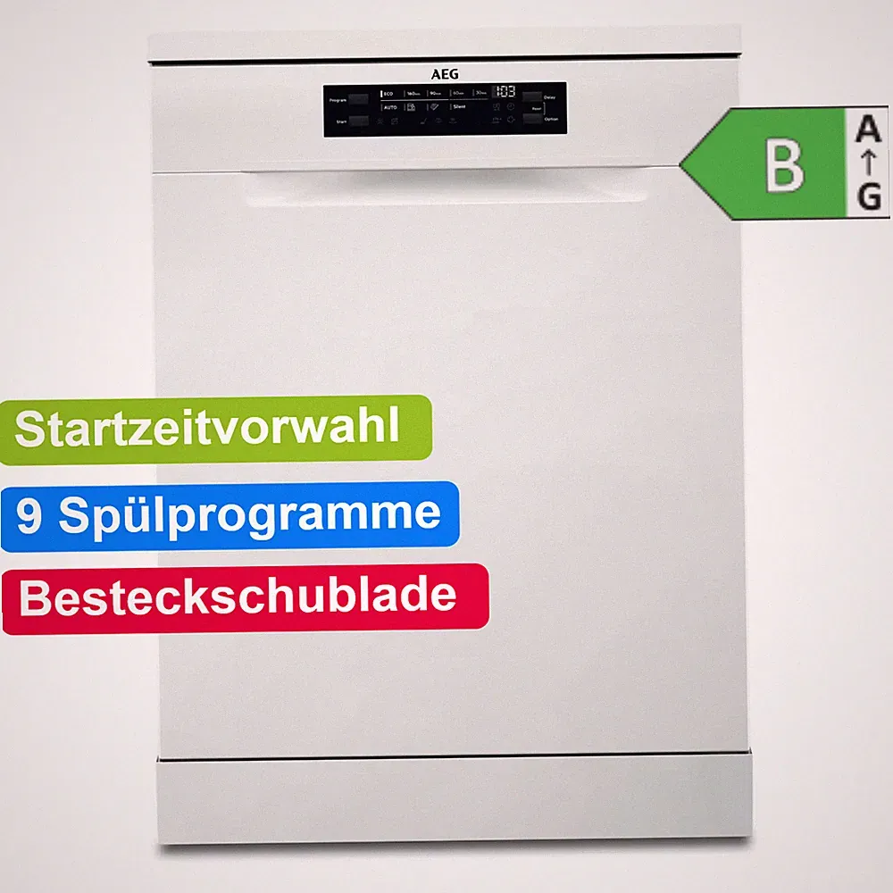 AEG Standgeschirrspüler 60 cm Spülmaschine Freistehend Leise 14 Gedecke Weiß NEU