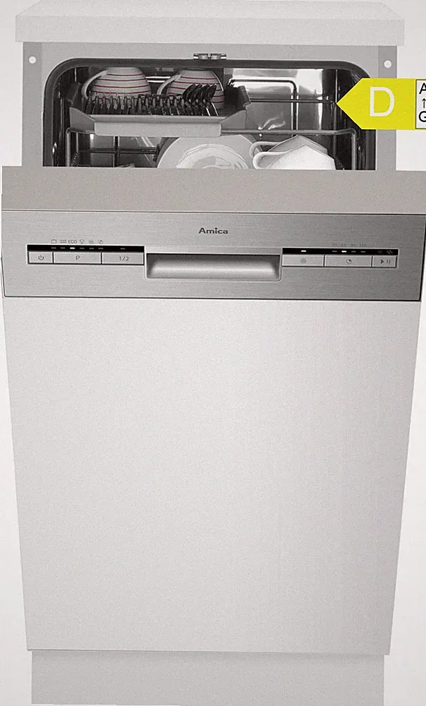 Amica Einbau-Geschirrspüler 45cm Edelstahl 10 Maßgedecke 47dB 6 Programme D