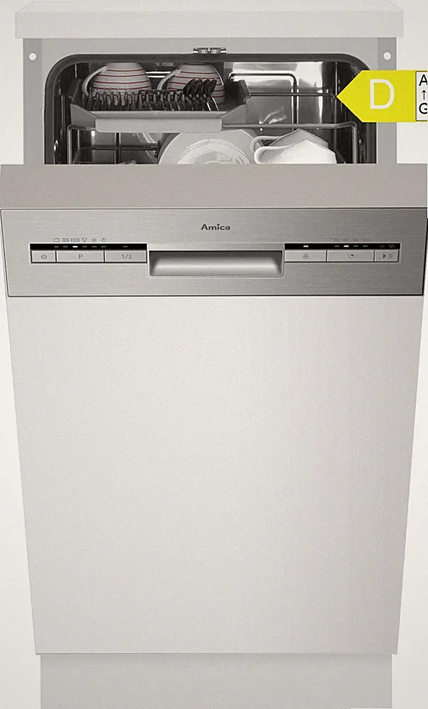 Amica Einbau-Geschirrspüler 45cm Edelstahl 10 Maßgedecke 47dB 6 Programme D