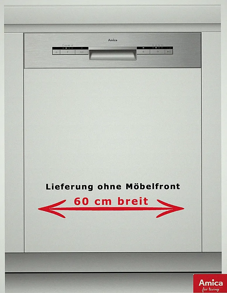 Amica Einbau Geschirrspüler teilintegrierter 60cm Startzeitvorwahl Aquastop Weiß