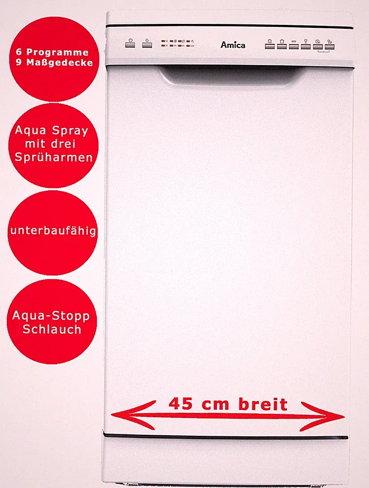 amica geschirrspüler 45 cm unterbaufähig