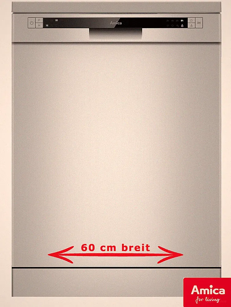 Amica Geschirrspüler 60cm Silber 6 Programme Startzeitvorwahl 12 Maßgedecke