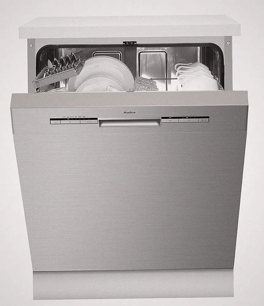 Amica unterbaufähiger Geschirrspüler 60 cm silber Aqua Stopp OpenDry Türöffnung