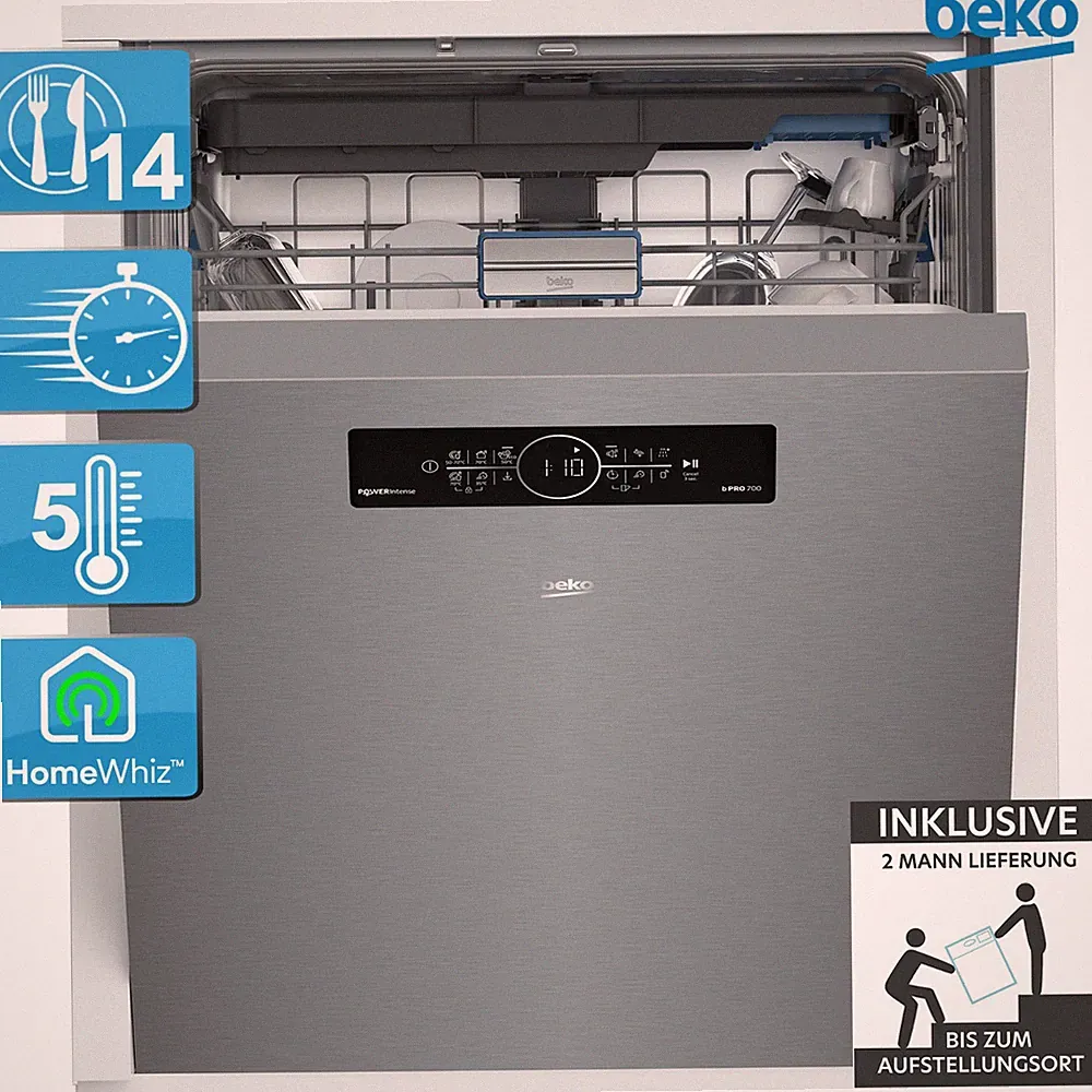 BEKO BDDN36462XP Geschirrspüler Einbau App gesteuert 14 Gedecke 2ML