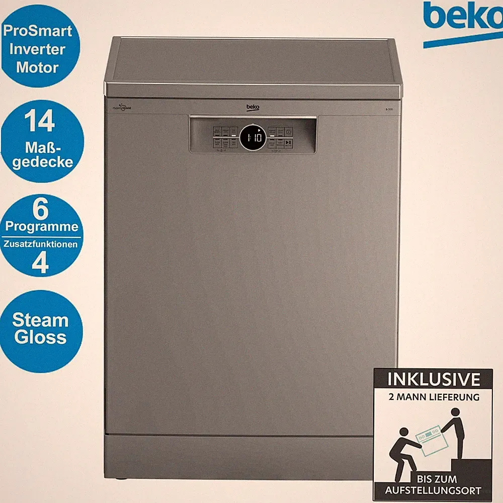 Beko BDFN26430S Geschirrspüler 60 cm freistehend unterbaufähig Maßgedecke 14 2ML