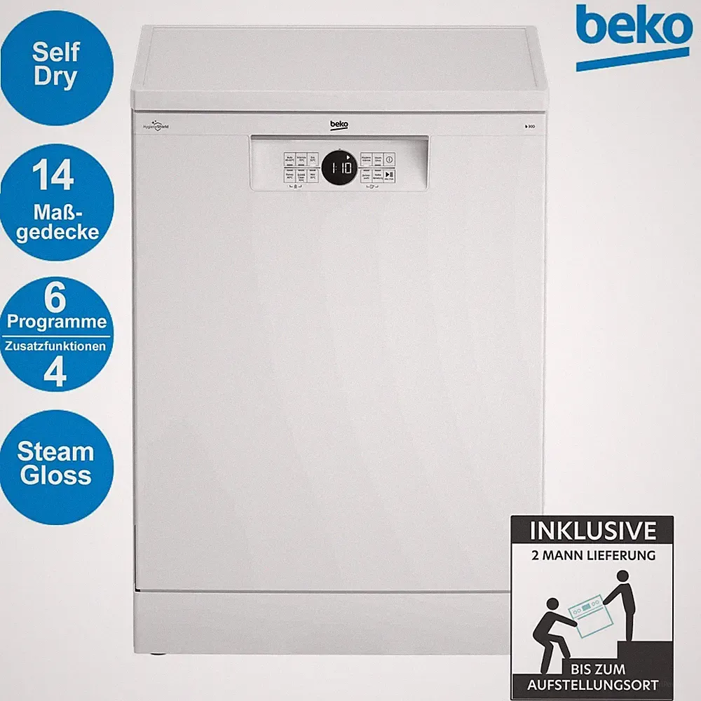 Beko BDFN26430W Geschirrspüler Freistehend unterbaufähig 60 cm Watersafe+ 2ML
