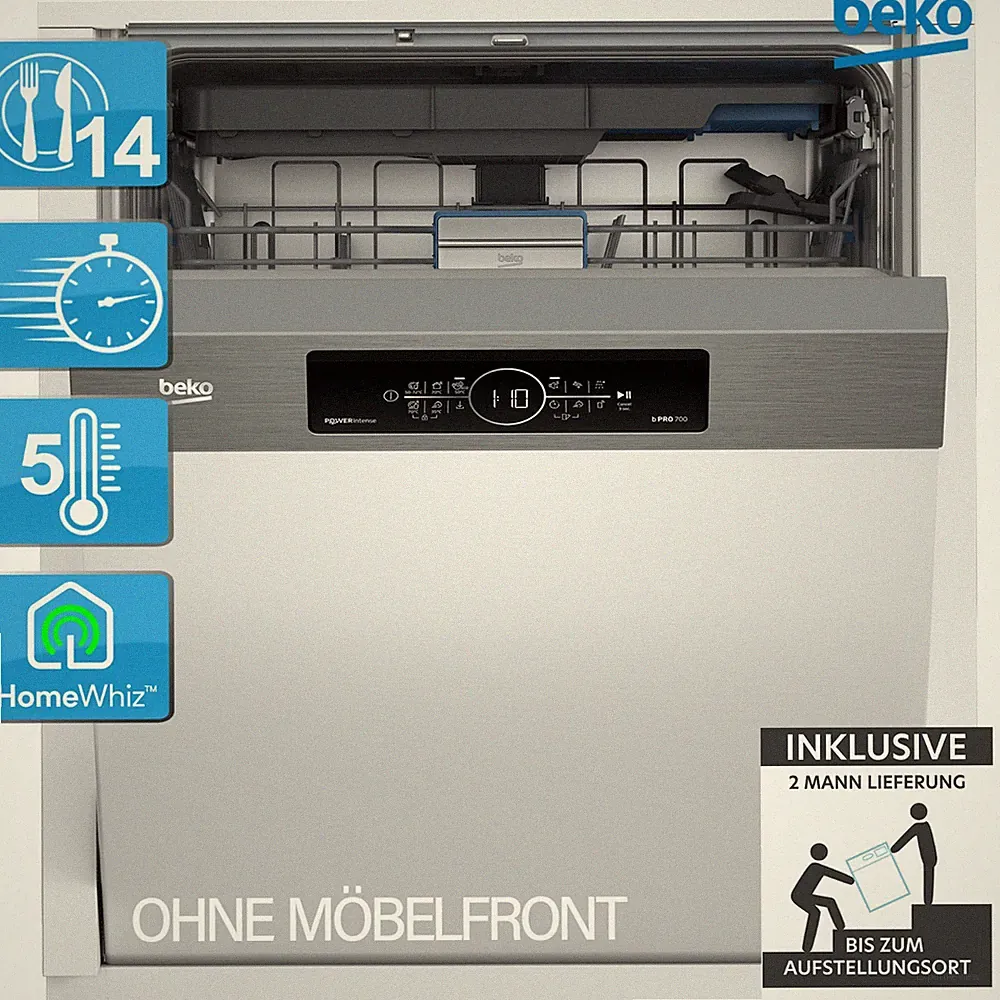 BEKO BDSN36462XP Geschirrspüler 14 Gedecke Home Whiz SelfDry SilentWash 2ML