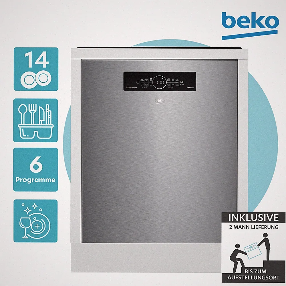 Beko BDUN3844M0X Geschirrspüler 14 Maßgedecke Unterbaufähig 2ML