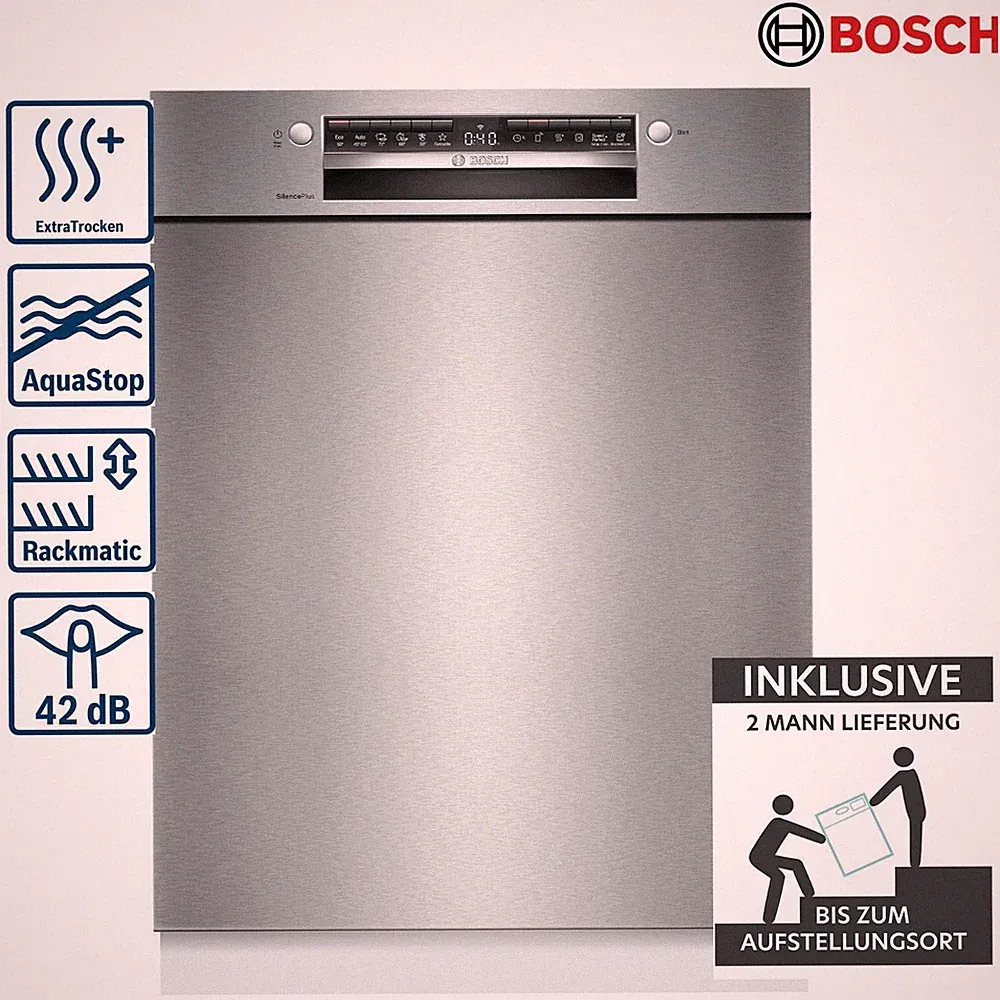 BOSCH SMU4EAS28E Unterbau-Geschirrspüler Serie 4 Flex Körbe AquaStop 2ML