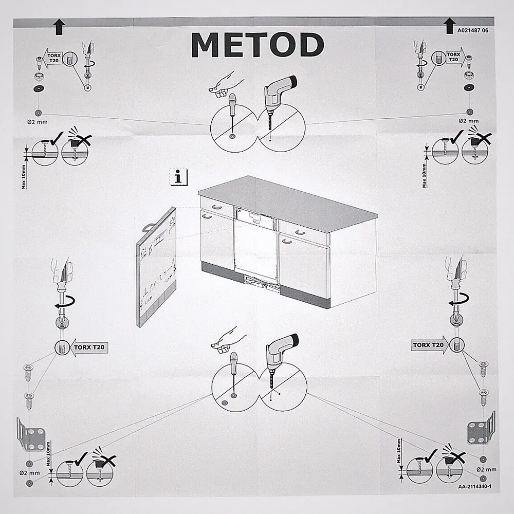 Einbauschablone METOD AEG/Whirlpool 140021487032 für IKEA Geschirrspüler