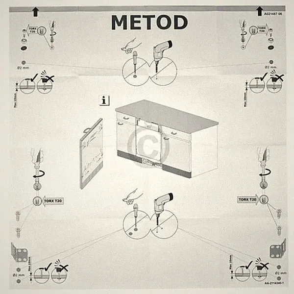 Einbauschablone METOD Whirlpool 140021487032 für IKEA Geschirrspüler