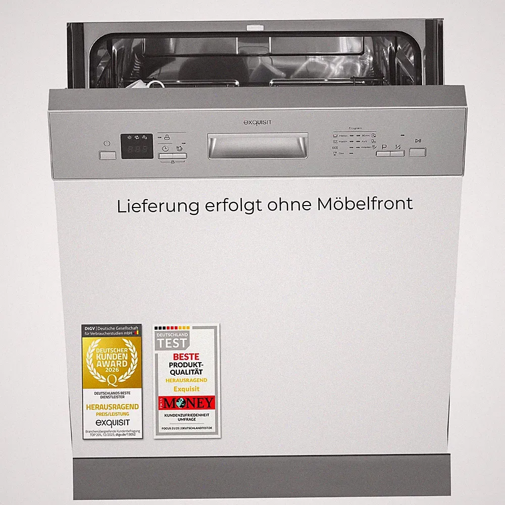Exquisit Einbau-Geschirrspüler EGSP56312-EB-030E | 12 Maßgedecke | Inox