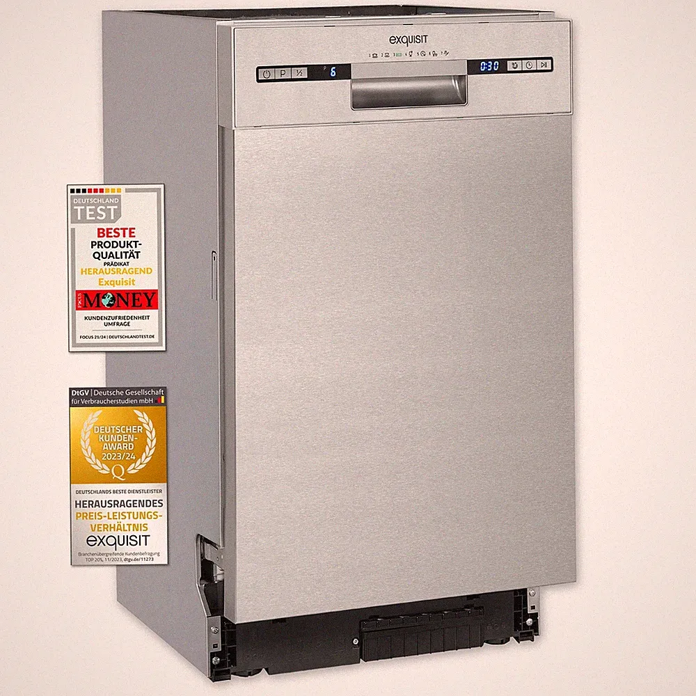Exquisit Geschirrspüler EGSP9309-EF-030E inox | Spülmaschine 45 cm