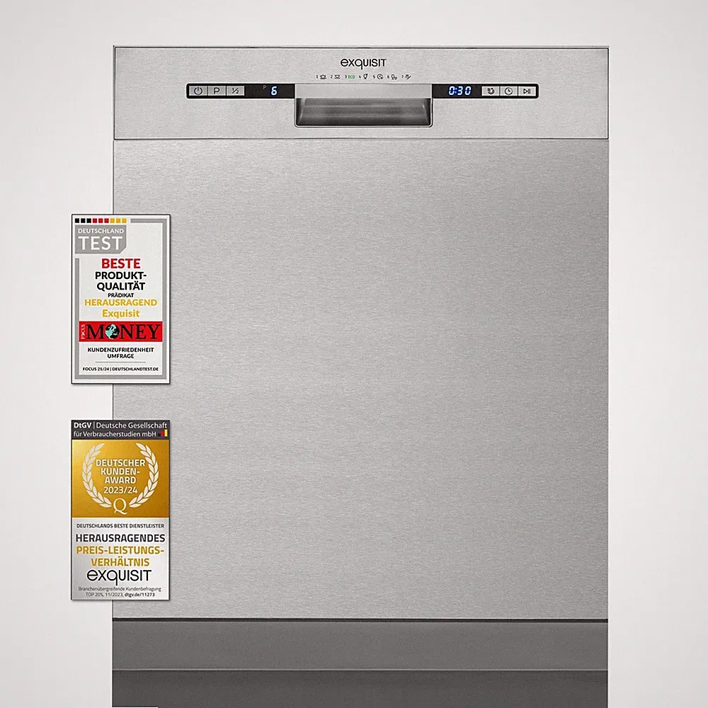 Exquisit Geschirrspüler EGSP9313-EF-030E inox | Spülmaschine 60 cm | ECO-Modus