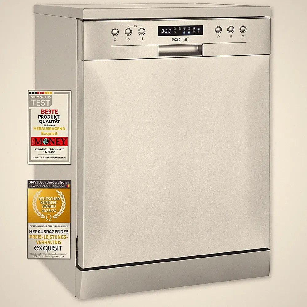 Exquisit Geschirrspüler GSP9414-030D inox | Spülmaschine 60 cm | Aquastop