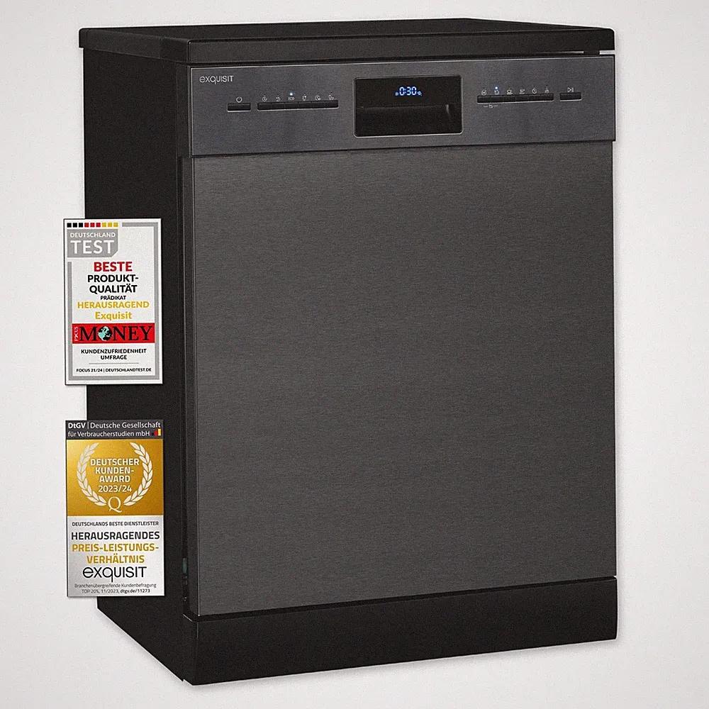 Exquisit Geschirrspüler GSP9614-030B inox-az | Spülmaschine 60 cm | Aquastop