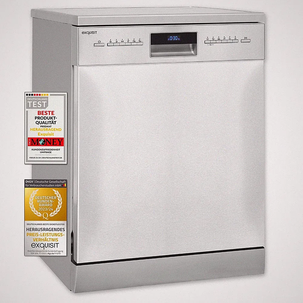 Exquisit Geschirrspüler GSP9614-030B inox | Spülmaschine 60 cm | Aquastop