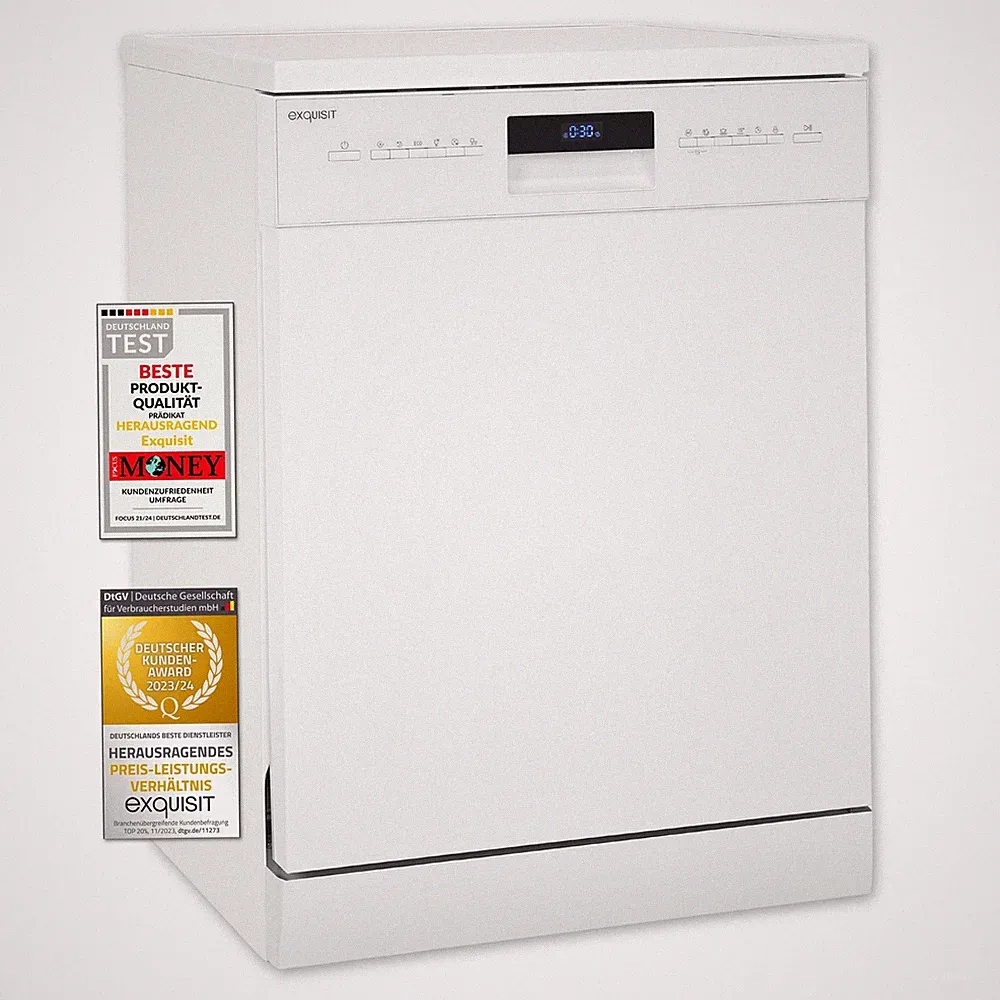 Exquisit Geschirrspüler GSP9614-030B weiss | Spülmaschine 60 cm | Aquastop