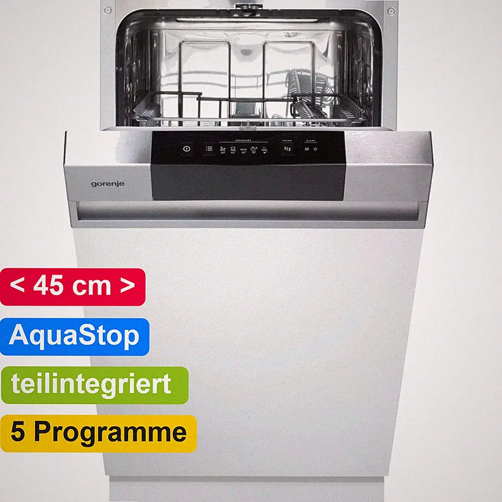Geschirrspüler 45 cm teilintegriert Einbau Aquastop Spülmaschine Spüler Display