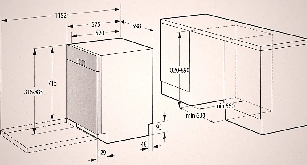 Gorenje GU642C90X 60 cm Geschirrspüler unterbaufähig Leise 14 Maßgedecke