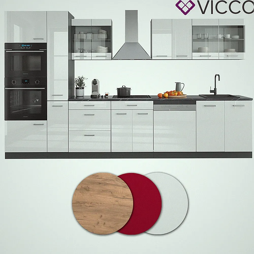 Küchenzeile Küchenblock Einbauküche R-Line 350 cm Anthrazit Küche Vicco