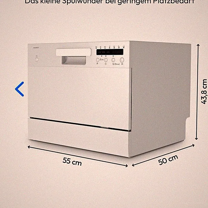 Medion Tischgeschirrspüler freistehend 6 Maßgedecke Weiß 55x50cm Display Eco