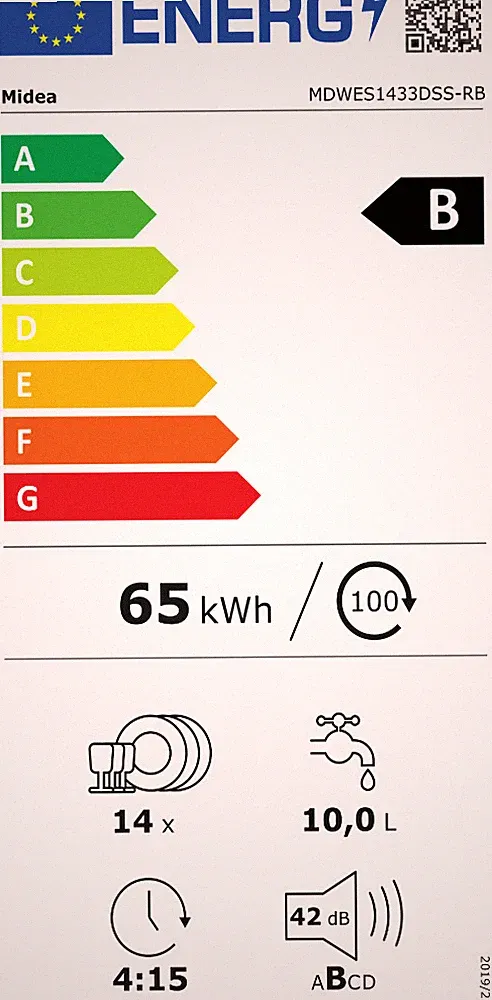 Midea Einbau-Geschirrspüler teilintegriert 60 MDWES1433DSS-RB