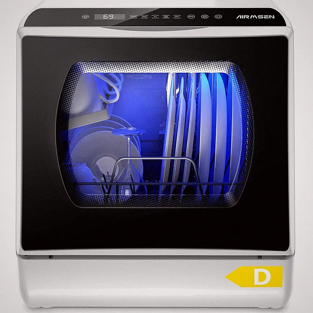Mini Geschirrspüler 5L Tischgeschirrspüler mit 6 Programmen LED Touch-Kontrolle