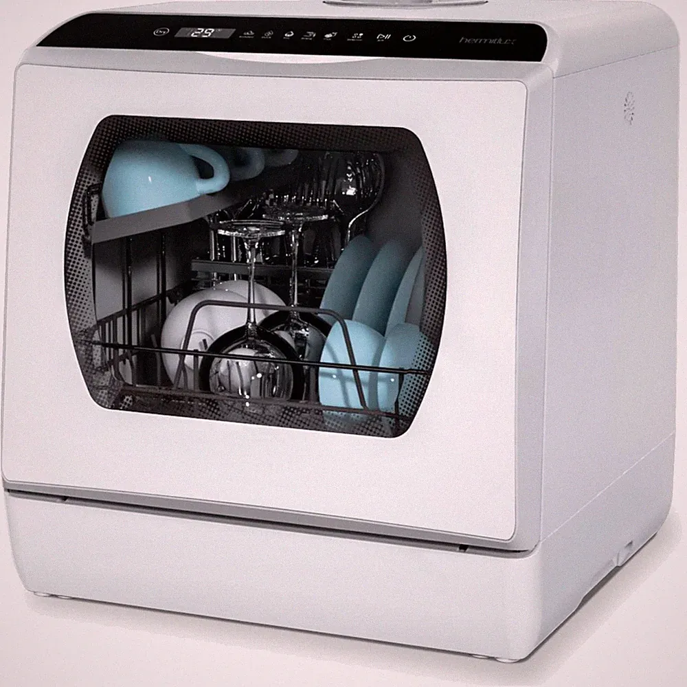 Mini Geschirrspüler für 4 Bestecksätze 5L Wasser 6 Programme 60dB