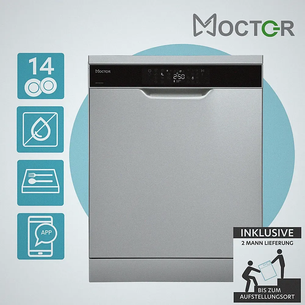 MOCTOR DW70014AS Geschirrspüler 14 Maßgedecke Auto Door Aquastop 2ML