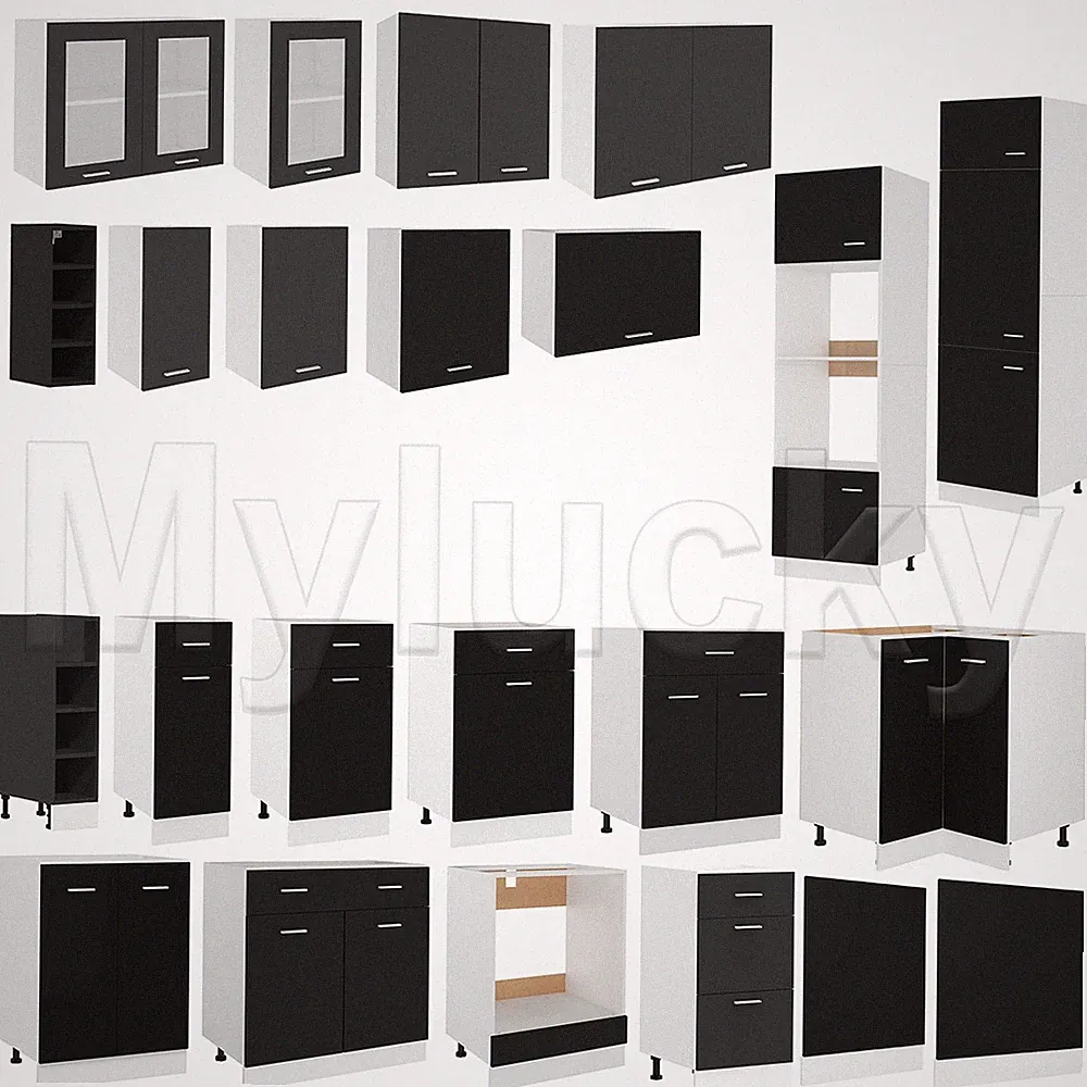 Schwarz Küchenunterschrank Küchenzeile Einbauküche Küchenmodule Küchenmöbel