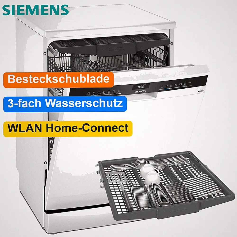 Siemens SN23HW02ME iQ300 Geschirrspüler 60cm Freistehend Weiß Home Connect NEU