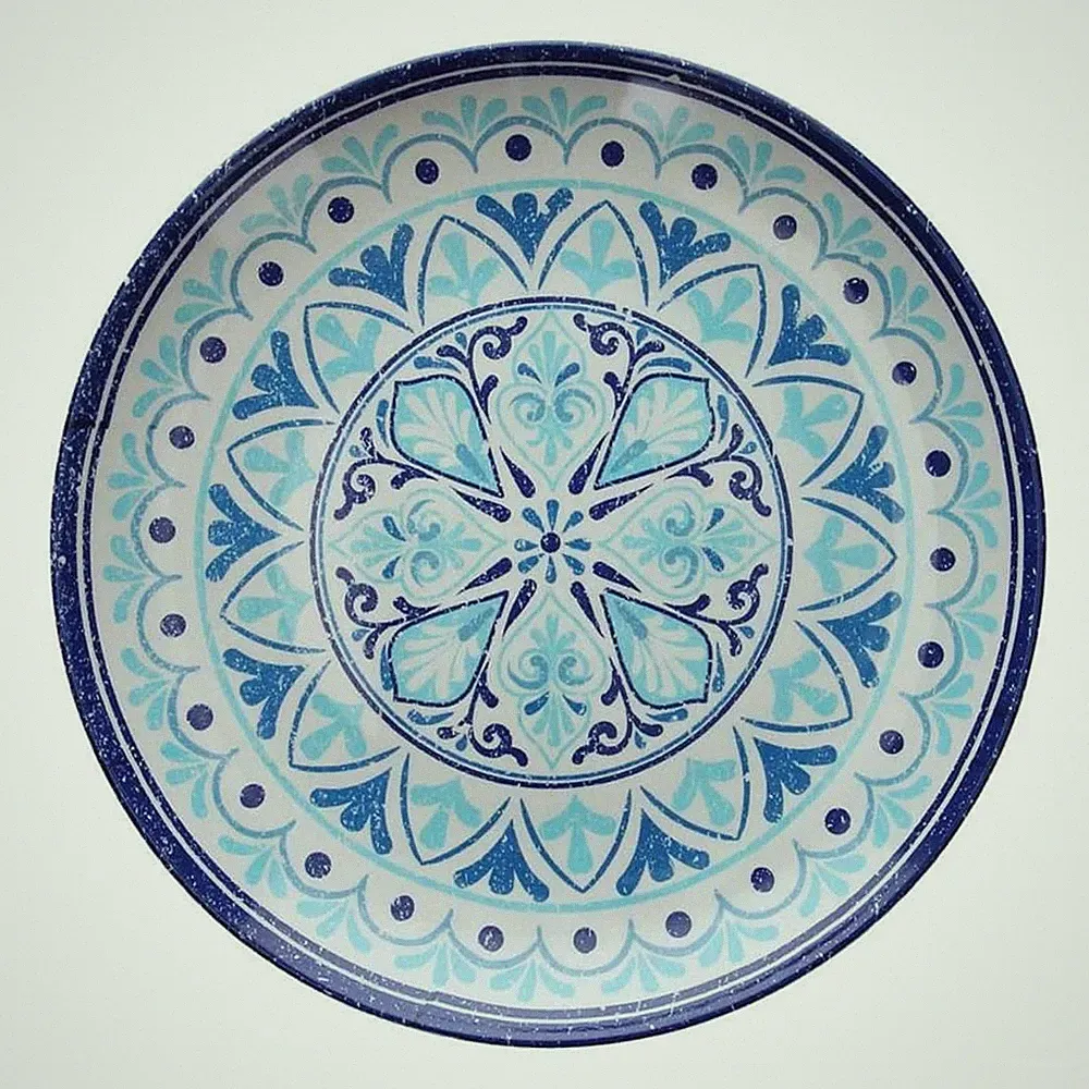 Tablett Melamin rund Cefalù blau mit Dekor Ø 60 cm - Tognana