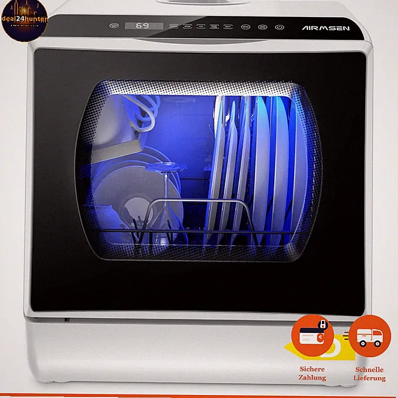 Tischgeschirrspüler Mini 5 Programme 5L Wassertank Touch Control Weiß Schwarz