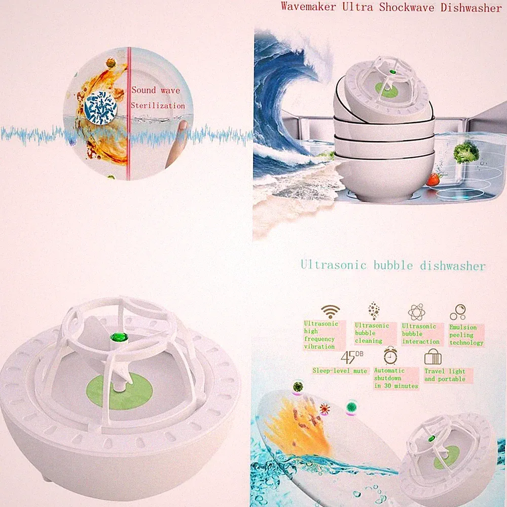 Tragbarer Ultraschallreiniger für Spülbecken und Geschirrspüler, USB