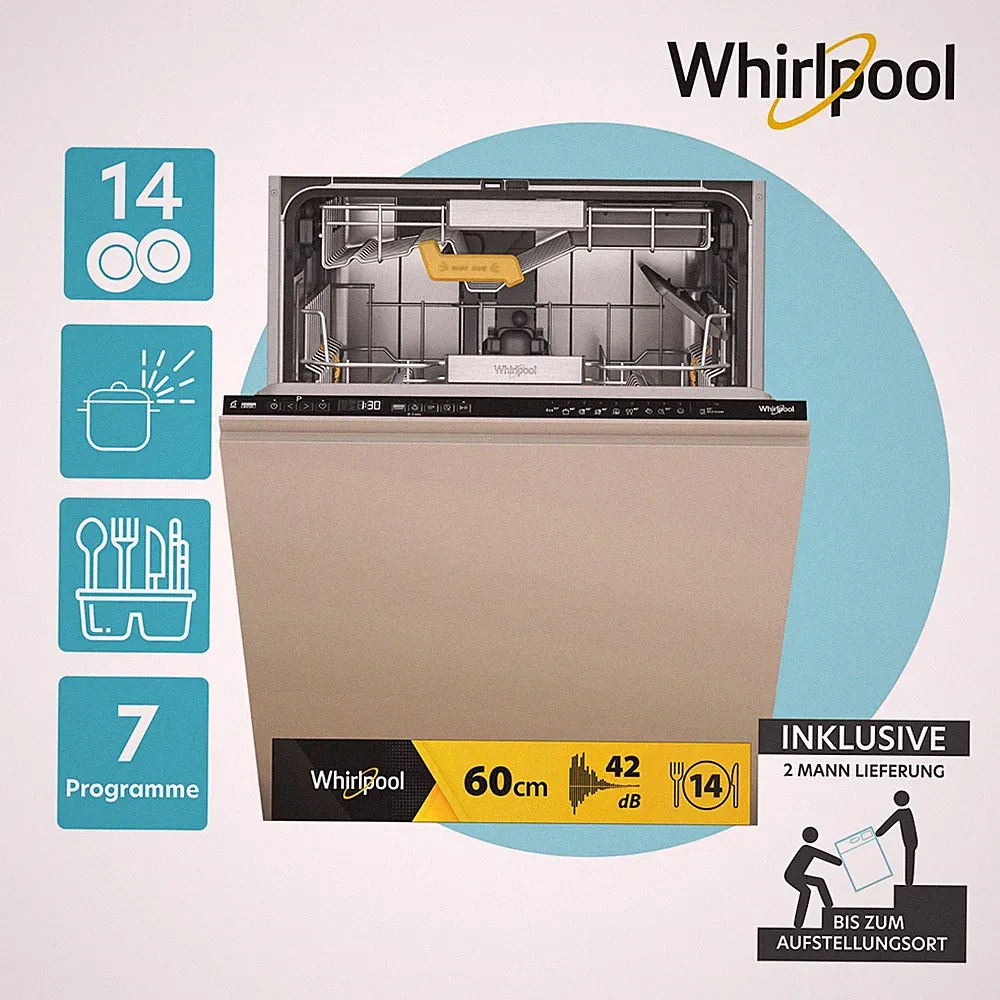Whirlpool W8I HP42 LSC Geschirrspüler 7 Programme PowerClean Pro NaturalDry 2ML